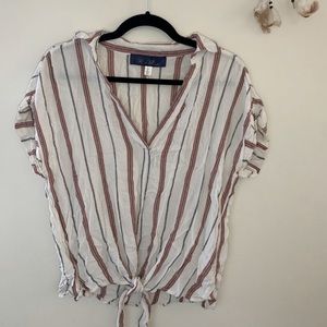 Cute striped tie up shirt